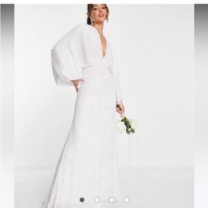 COPY - ASOS Ciara sequin kimono sleeve wedding dress